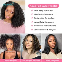 Ali Grace cheveux Bob perruque crépus bouclés cheveux Transparent 13x4 dentelle avant perruque pré-plumé courte Bob perruques profonde bouclés Remy cheveux humains 4