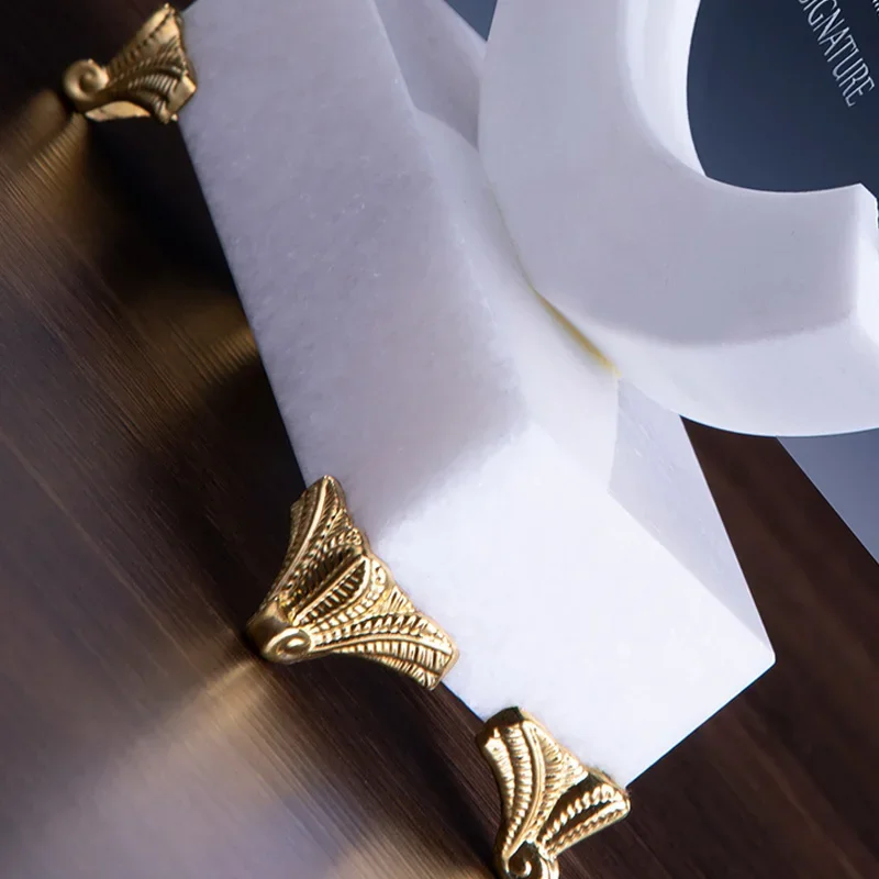 Customized Award White Marble Trophy, Wooden Crystal Trophy, Creative, High-End Honor, authorization Card, Round Trophy, 1Pc