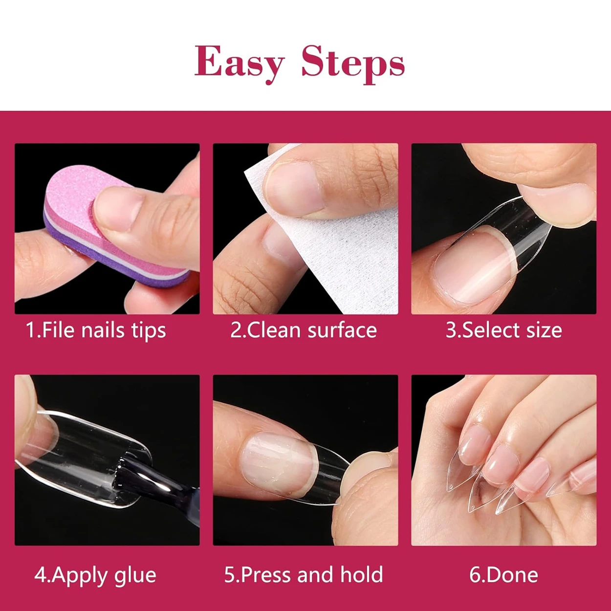 500Pcs Clear Stiletto Nail Tips with Nail Glue Gel for Fake Nails , Press on Nails , Adhesive Super Bond For Acrylic Nails Tips 6