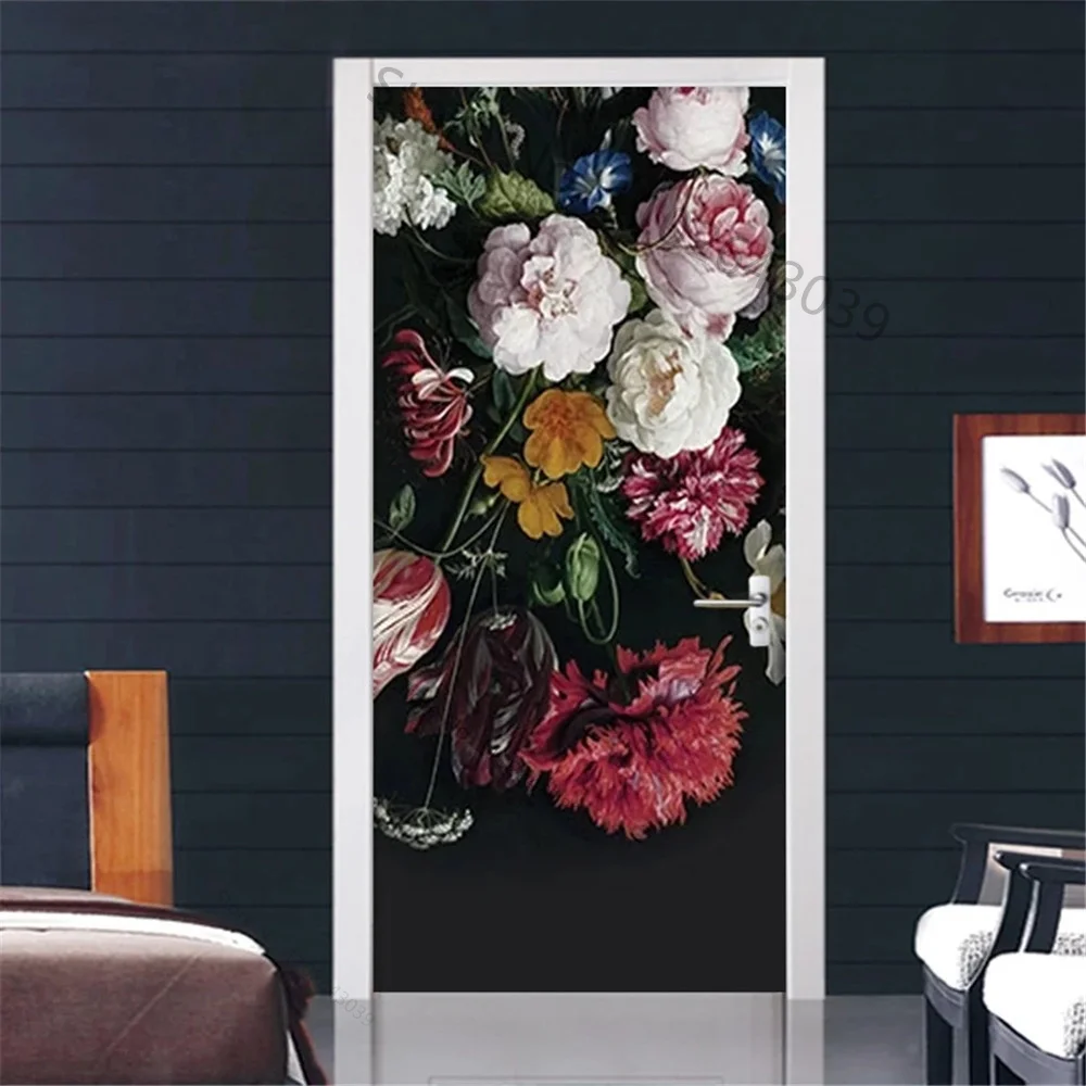 Autocollant Porte 3D Abstrait Gris Noir 95x215cm - Adhésif PVC, Effet Trompe-l'œil | Pour Cuisine, Salon, Salle De Bain
