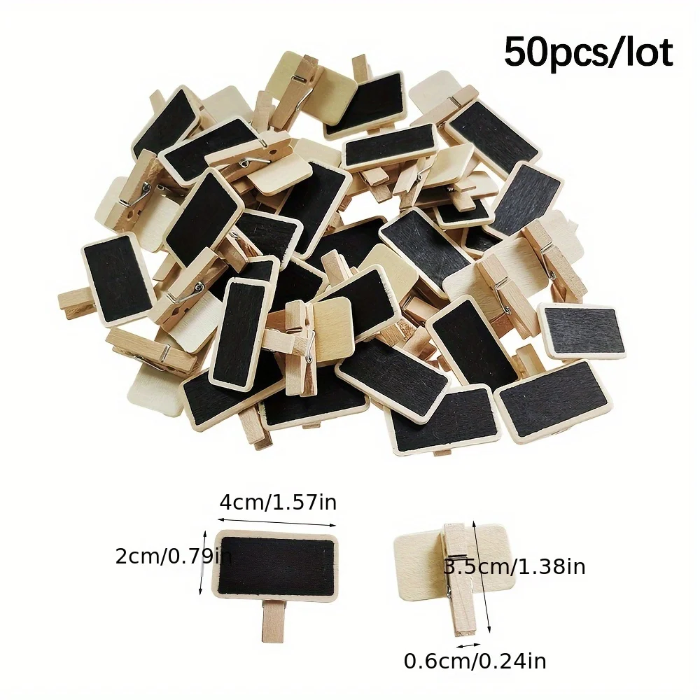 30 Pcs Mini Chalkboard Clips - Wooden Blackboard Tags With Pegs For Labels, Wedding Place Cards, Party Decor