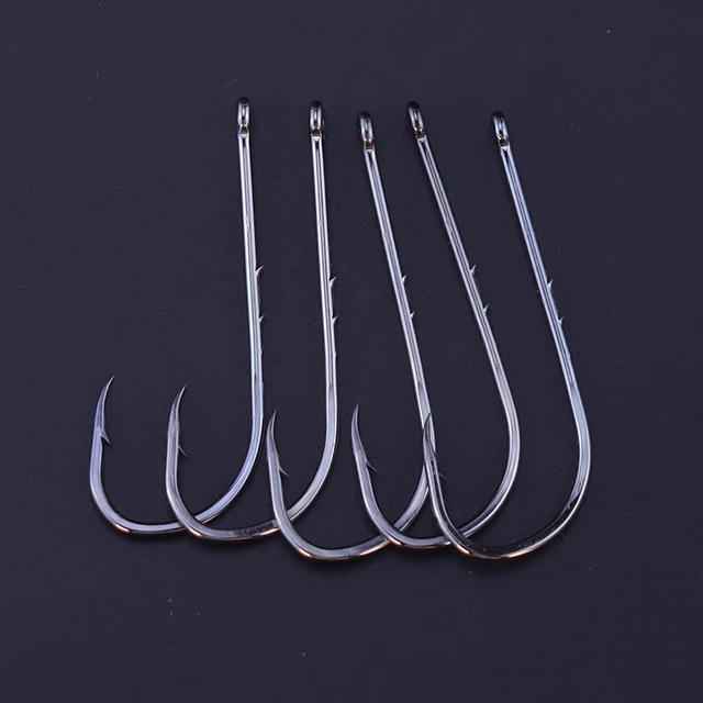 50pcs/lot Fishhooks High Carbon Steel  Long Shank Double Bait Holder Barbed Fishing Hooks for Beach And Live Bait Fishing 6