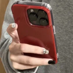Elegant Crystal Clear White and Red Phone Case with Solid Color Design - iPhone 15 Plus (SMT5066 Color)