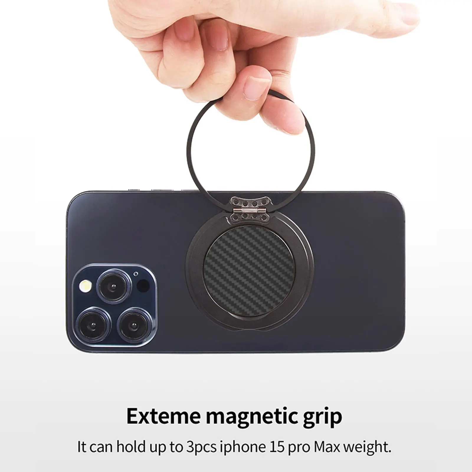 Ultra-Thin Foldable Magnetic Phone Grip with Strong Magnet and Ring