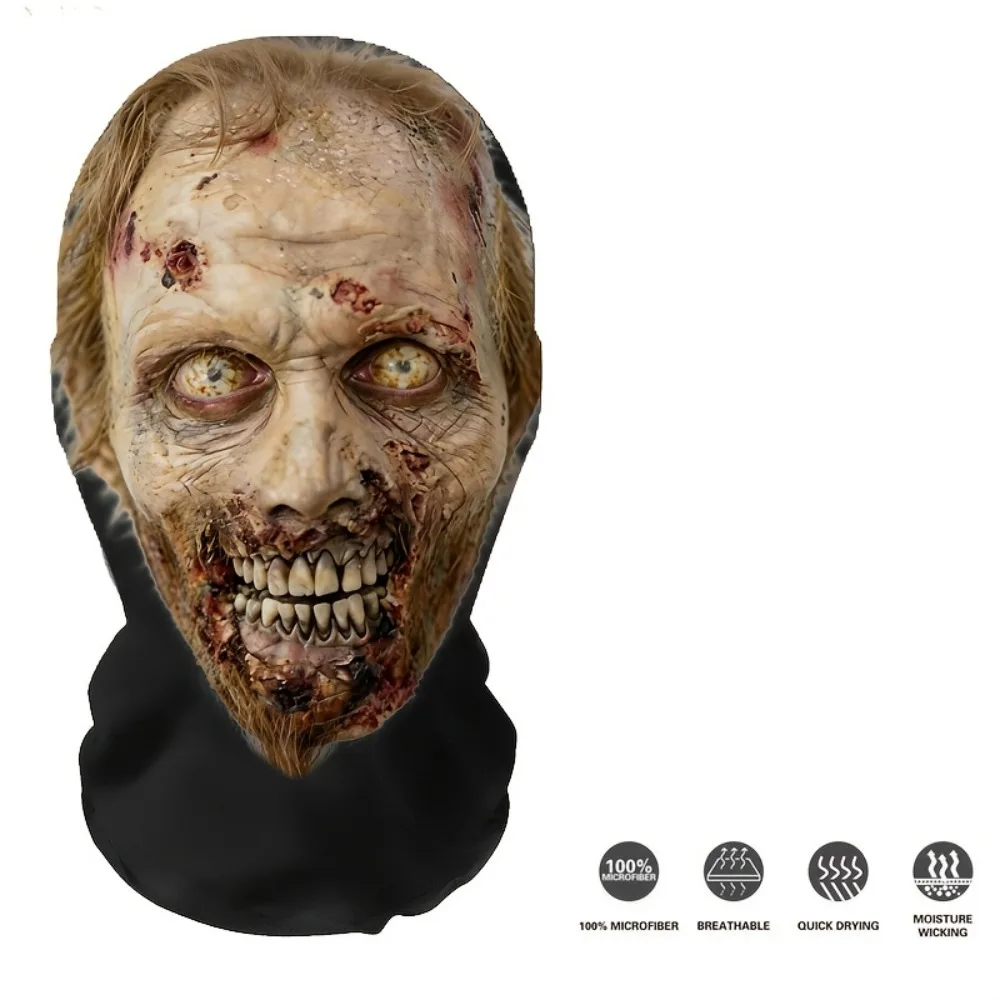 Maschera unisex traspirante in rete a copertura totale del viso con occhi pelosi e teschio feroce, una maschera multifunzionale per le feste a tema. - immagine 4
