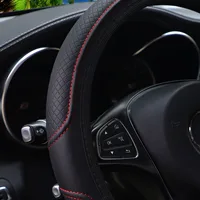 PU Leather Embossed Steering Wheel Cover 14.5-15 Inch round Rimless Design for All Seasons Men Women Cars 1