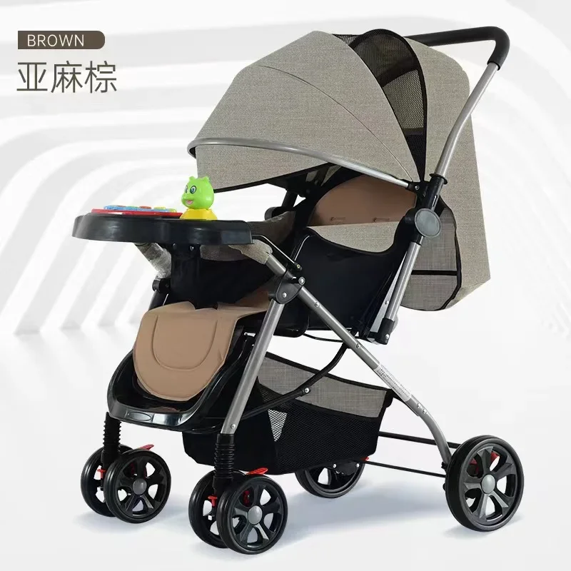 Baby Stroller Can Sit Lie Lightweight Foldable Suitable for Children Four-wheel BB Baby Umbrella Travel Stroller