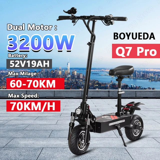 BOYUEDA Q7Pro Trottinette Électrique Pour Adultes Avec Double Motorisation 3200W Et Batterie 52V19AH Pneu Silencieux De 10 Pouce 1