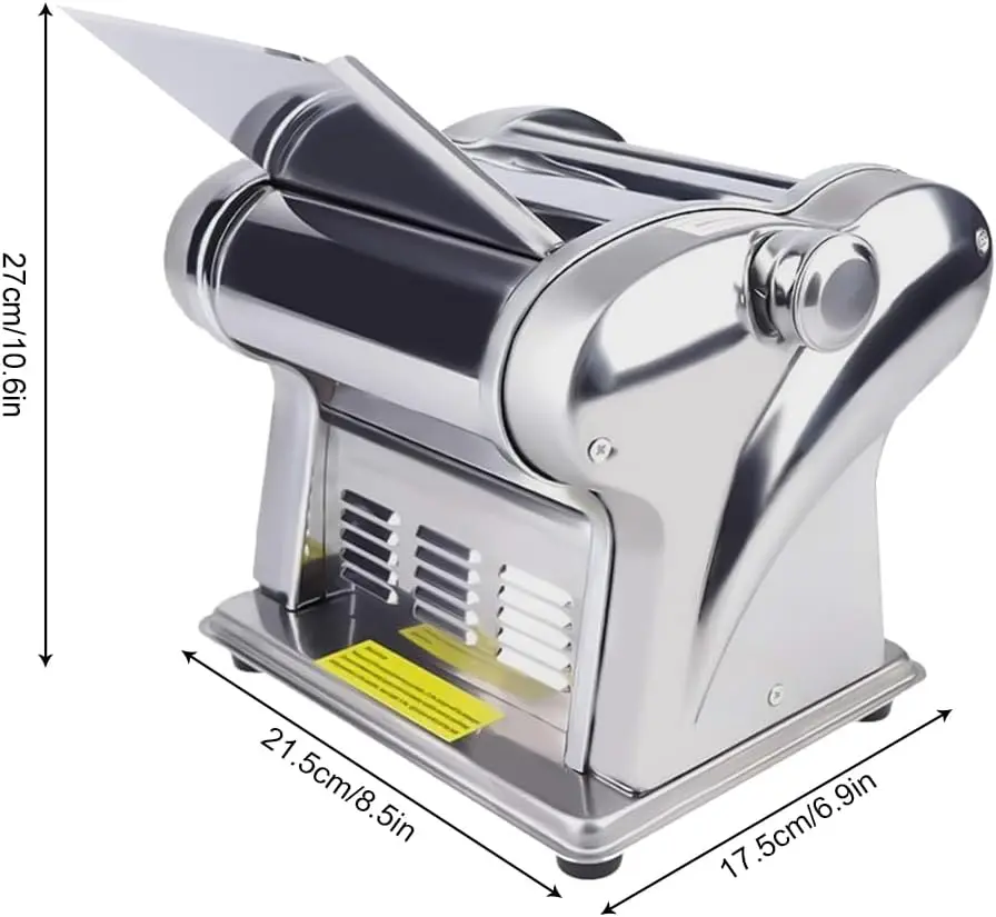 135W 110V Electric Pasta Maker Machine Stainless Steel Noodles Dumpling Dough Skin Maker, Double-Knife Pasta Extruder Silver 1.5