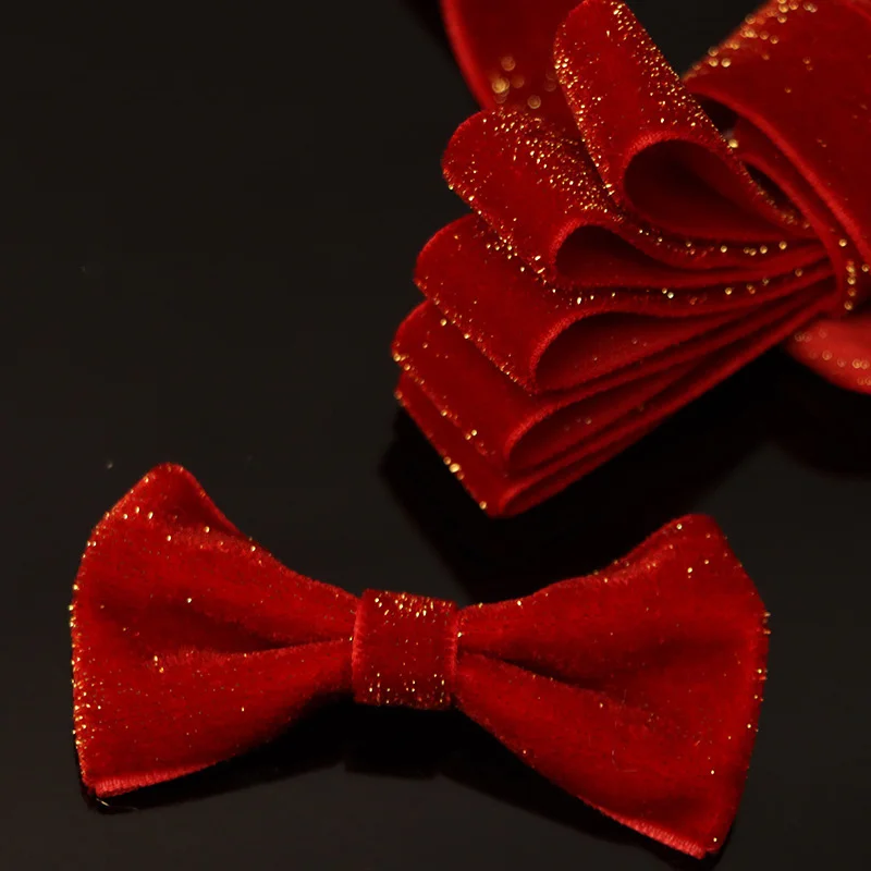 Christmas Ribbon 5 Yards Velvet New Year Red Festival Bows Gift Box Packaging Festival Scene 10/15/20/25/38mm