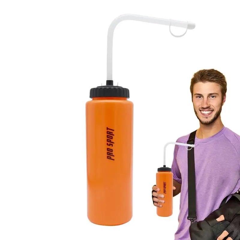 Squeeze Water Bottles Safety Water Wash Bottles 1 Liter Football Bottle Boxing Squeeze Bottle with Long Straw for Fitness
