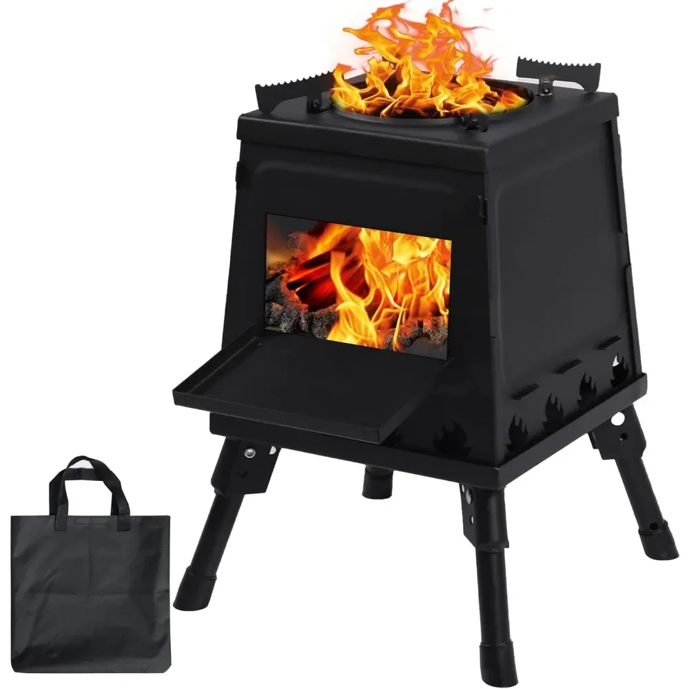 Wood Burning Camp Stove, Portable Cast Iron Camping Wood Stove