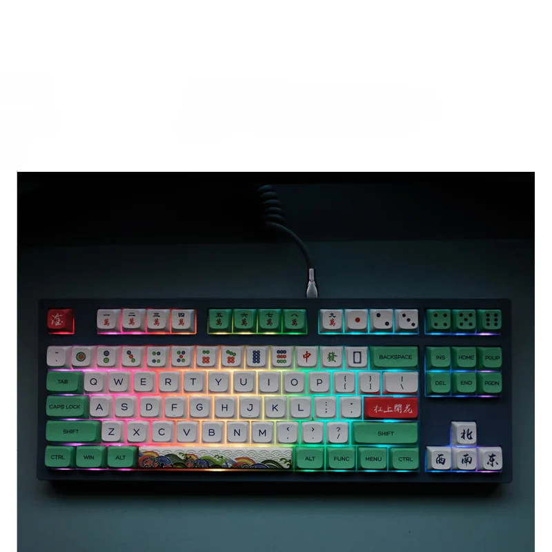 마작 기계식 키보드 키캡, 130 키, XDA 프로파일, PBT 염료 승화, MX 스위치 61 68 87 104/108