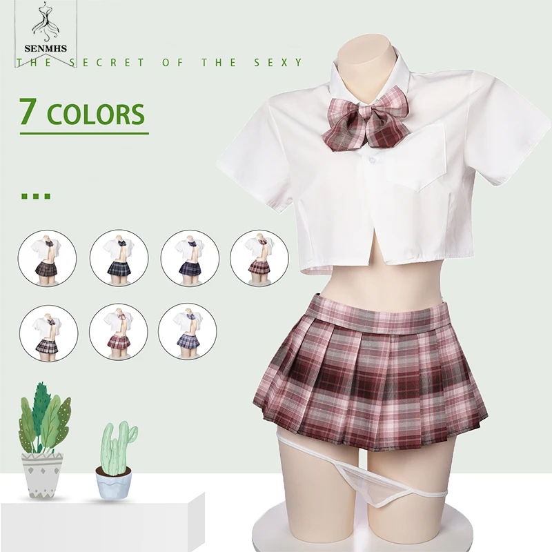 800px x 800px - SENMHS Sexy Schoolgirl Cosplay Costumes With Mini Pleated Skirt Sailor  Lovely Cute Kawaii Sweet Bow Japanese JK - AliExpress