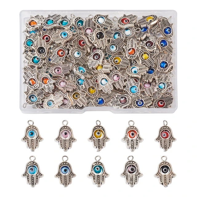 DIY Beads Making Kit with Natural Stones Bead Blue Lampwork Evil Eye Beads  Alloy Charms Earring Hook for Bracelet Earring Supply - AliExpress