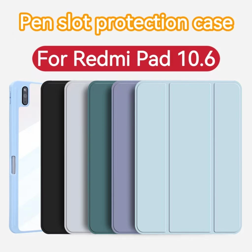 Per Redmi Pad 10.6 Custodia Smart Tablet Con Slot Per Penna Ricarica Wireless Custodia Protettiva Per Il Sonno A Tre Pieghe