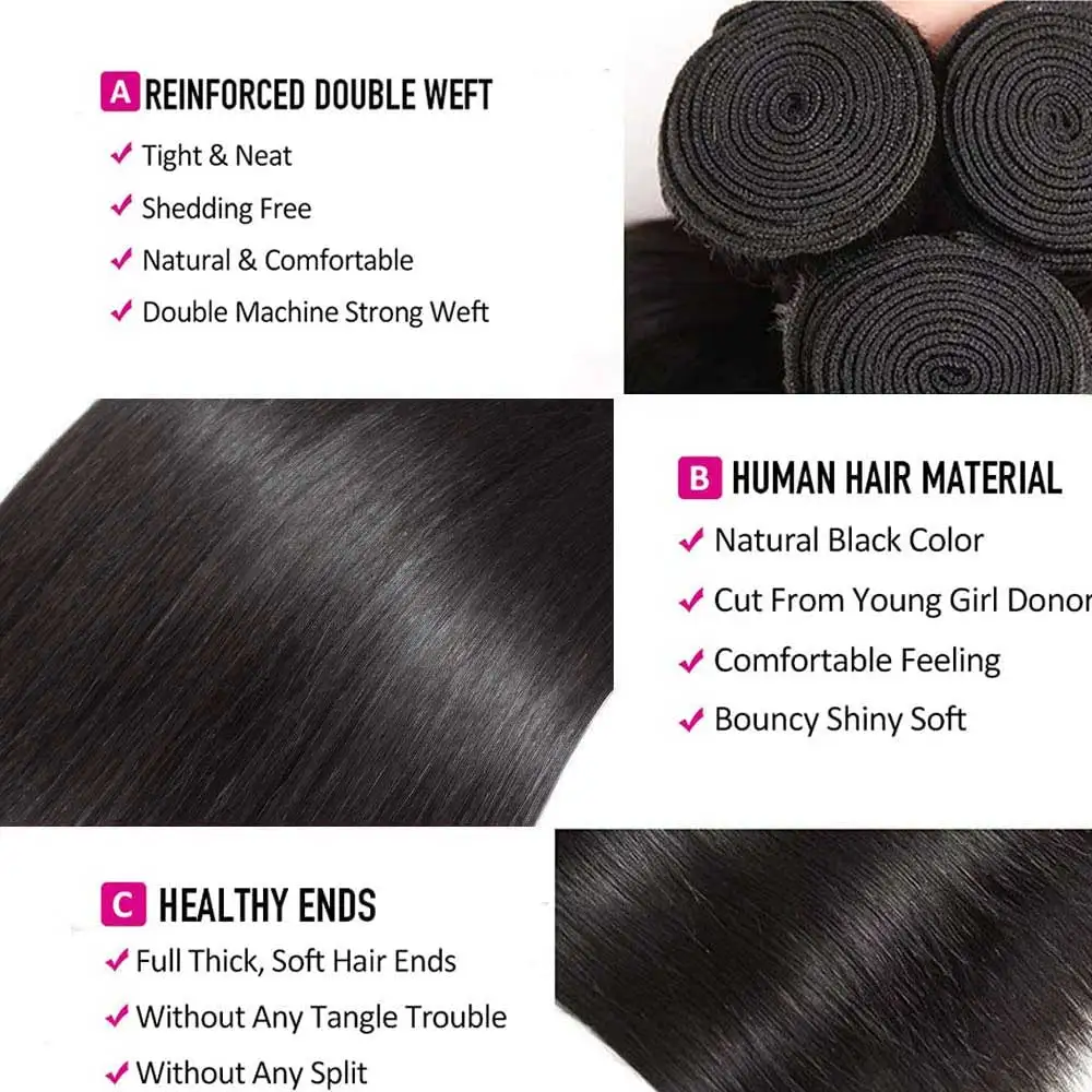 30 40 Inch Bone Straight Bundles Deal Brazilian Virgin Human Hair 3 4 Bundles Raw Hair Extensions Natural Color Remy 3
