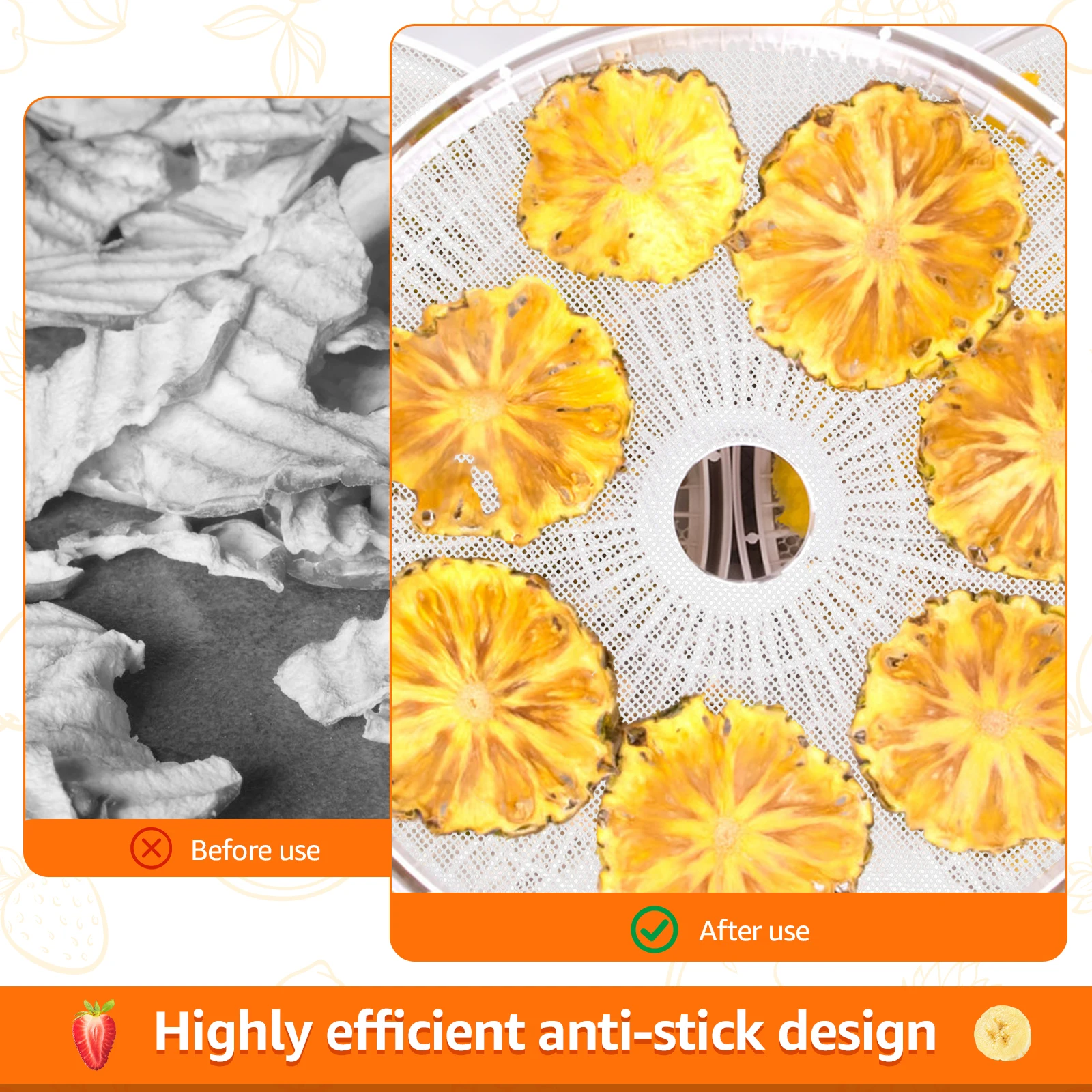 16Pcs Silicone Dehydrator Sheets Non Stick Food Fruit Dehydrator Mats Reusable Steamer Mesh Mat for Fruit Dryer Tray Liner
