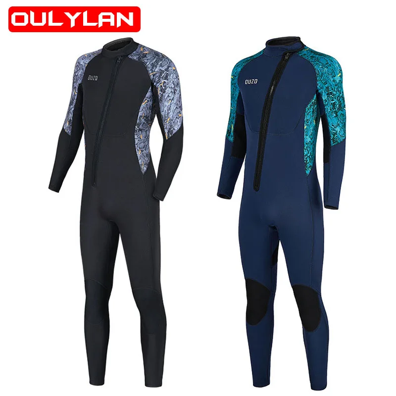 

Wetsuit 3mm Neoprene Thermal Swimsuit Long Sleeve Men's Wet Suits for Swimming Scuba DivingSuit Full Wetsuits Front Zipper New