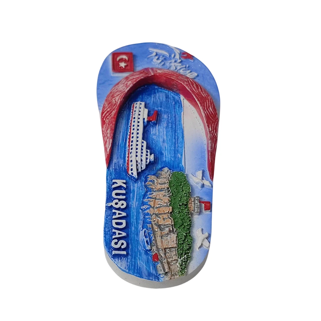 Kusadasi Turkey 3D Flip-Flop Fridge Magnet Souvenir Gift,Resin Handmade Kusadas Refrigerator Magnet Home Decoration Collection