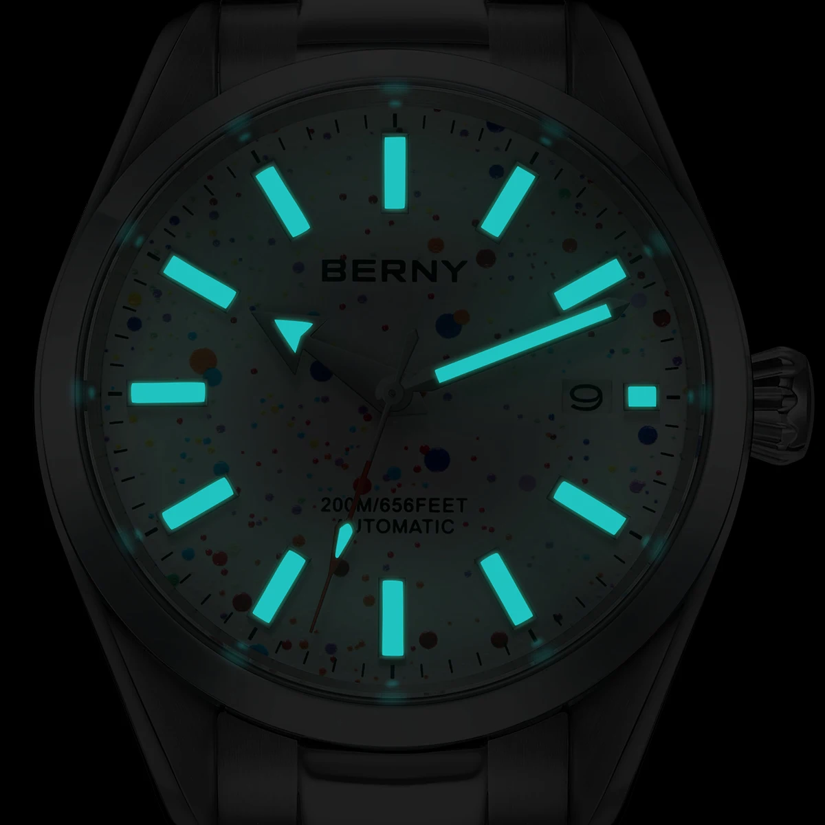 BERNY Orologio Uomo Quarzo Acciaio Massiccio 40mm - Quadranti Colorati, Impermeabile 3ATM, Luminoso - 2