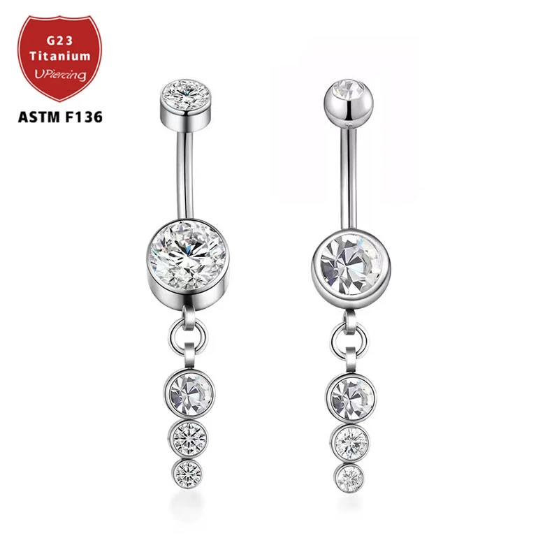 G23 Titanium Belly Button Navel Piercing Sterling Silver Women's