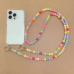 Luxurious Leather Bracelet Strap Crossbody Lanyard Phone Case with Chain - 120 CM for iP 6 7 8 Plus (Colors chain)