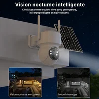 WONSDAR – caméra PTZ solaire sans fil, 2 pièces, batterie intégrée, caméra de surveillance vidéo extérieure, longue durée de veille, iCSee 4