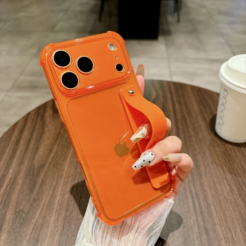 Four Corner Anti-Drop Ring Wristband Holder Soft TPU Translucent Phone Case