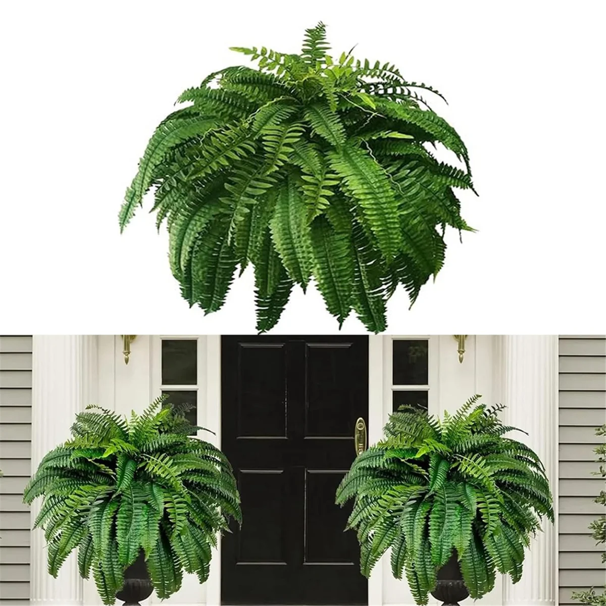UV Resistant Lifelike Artificial Boston Fern Artificial Ferns for Outdoors Faux Ferns Fake Plants artificial ferns