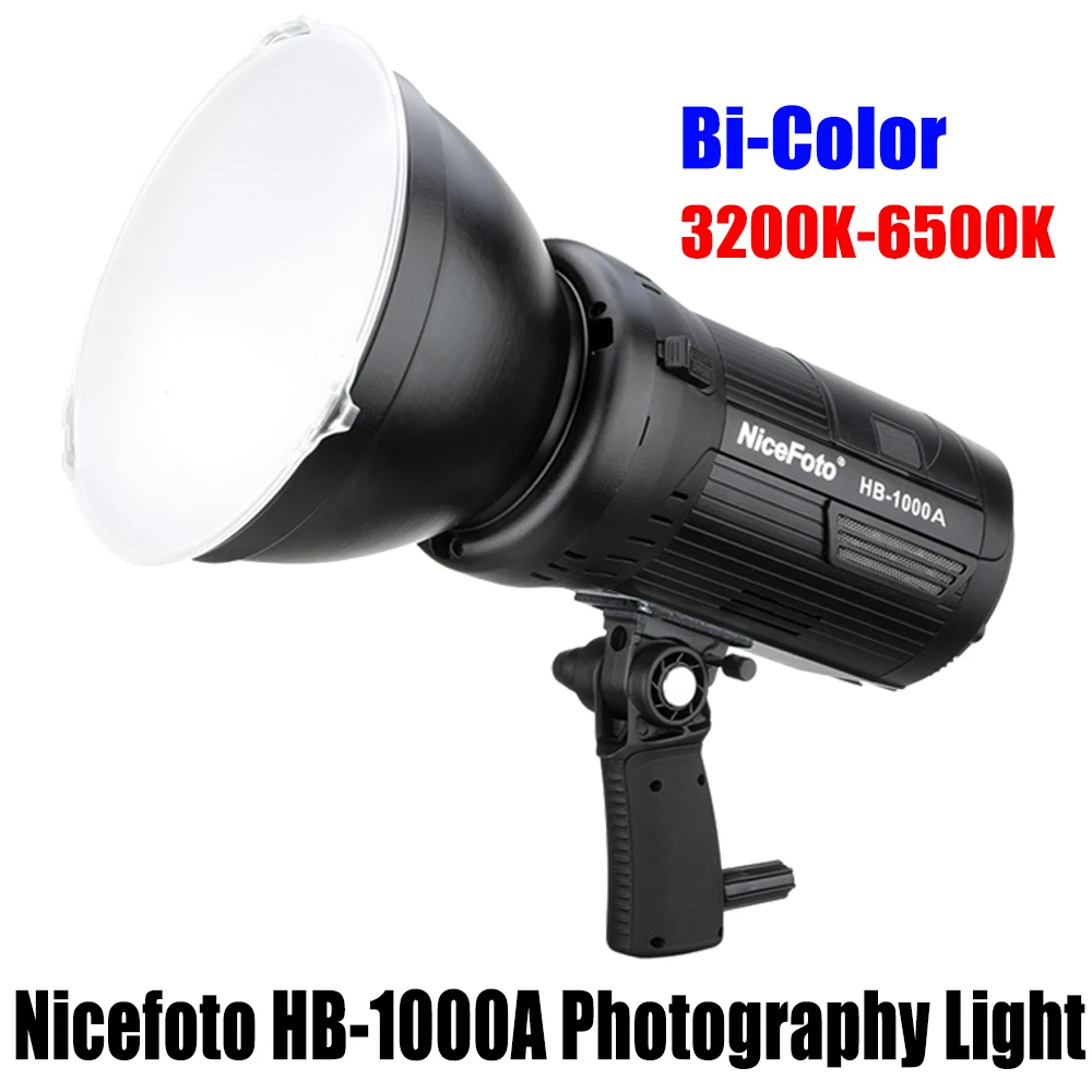 

NiceFoto HB-1000A LED Video Light Bi-Color 3200K-6500K 100W Stepless Adjustment CRI 95+ for Studio Outdoor Photography Lamp