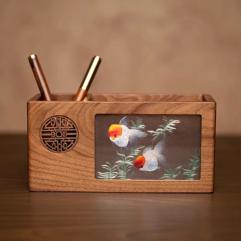 embroidery pen holder, embroidery ornament, new Chinese-style study pen storage box, Chinese-style characteristic souvenir