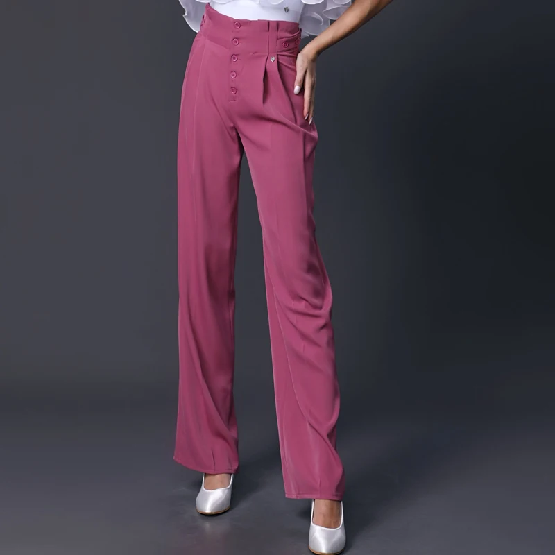 3 Colors Latin Dance Modern Dance Pants For Women High Waist Pants Wide Leg Practice Clothes Ballroom Wear SL7331