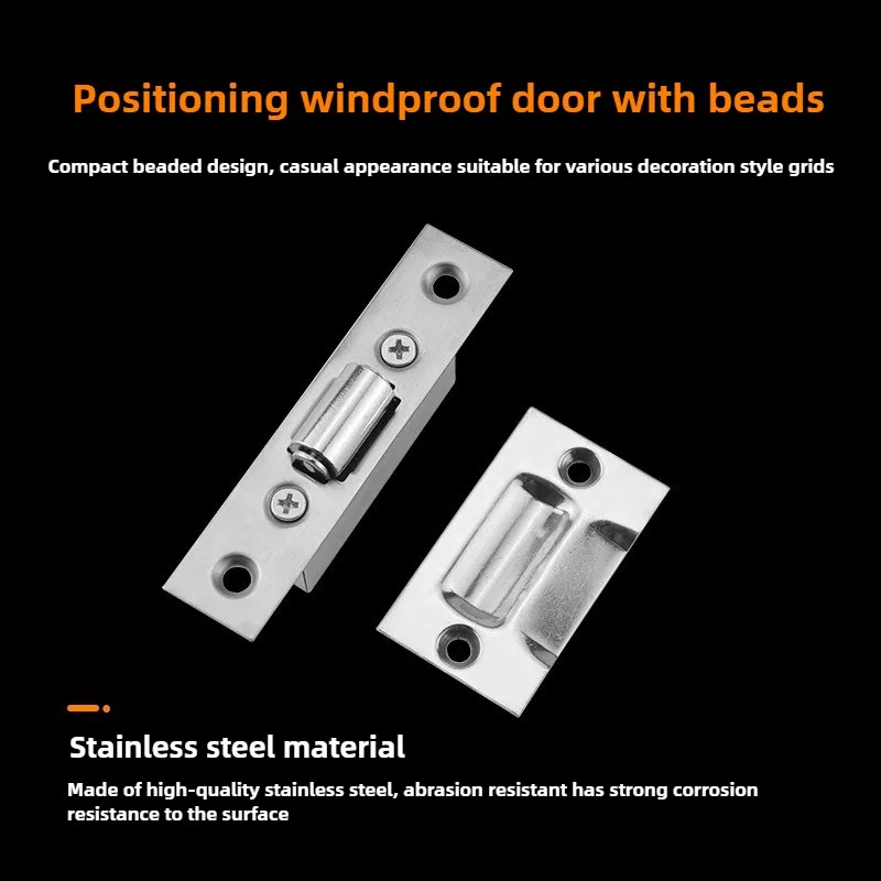 Stainless Steel Closet Door Ball Catch 1Set With Screw Cabinet Gate Spring Roller Ball Door Latch Set Stopper Furniture door catches cabinet door latch