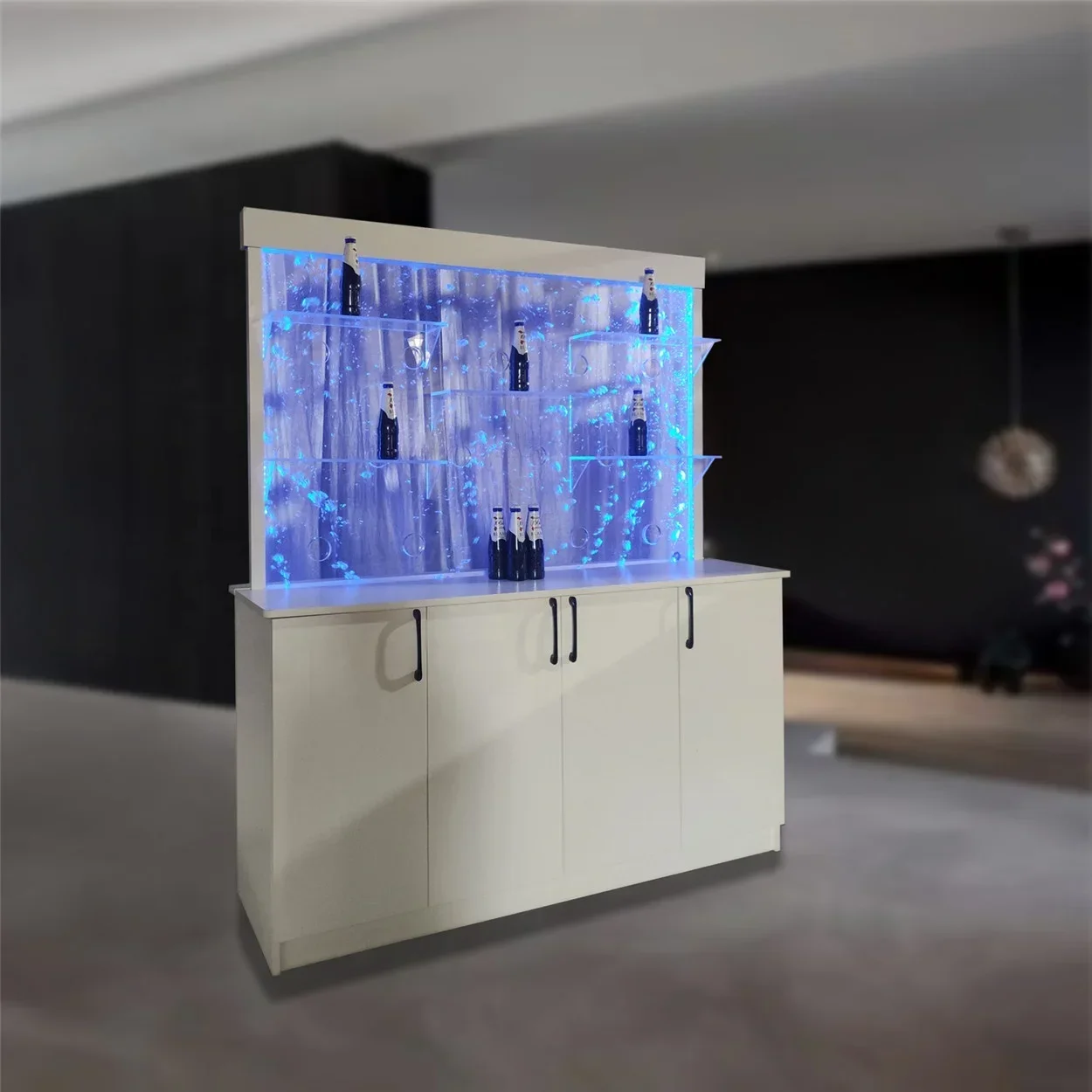 Made Bar Aquarium Design LED Acrylic Bubble Water Wall Cabinet Wine Shelves And Display
