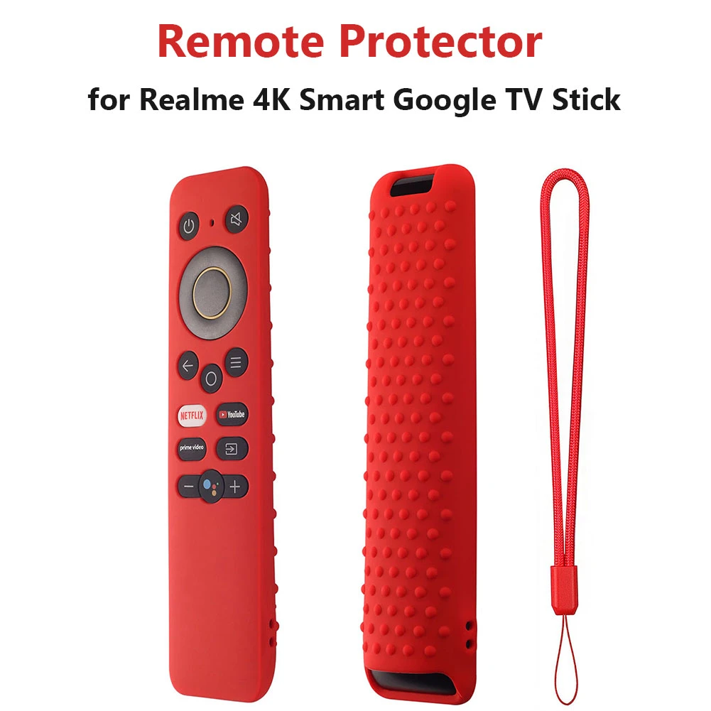 Silicone Remote Control Protective Case for Realme 4K Smart Google TV Stick Anti-Drop Anti-Slip Shockproof Protector