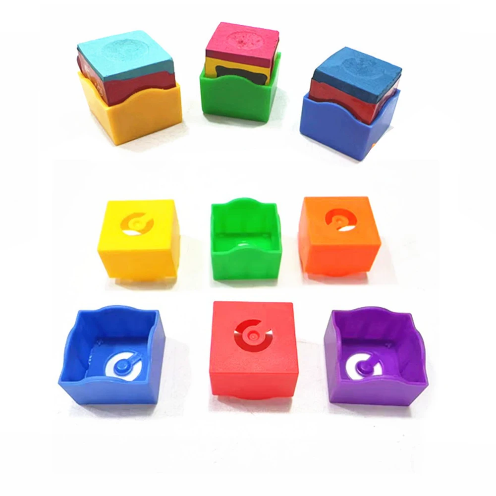 12pcs Snooker Cue Rub Chalk Clamps Plastic 6 Colors Billiard Pole Chalk Box Square Professional  Snooker Accessories