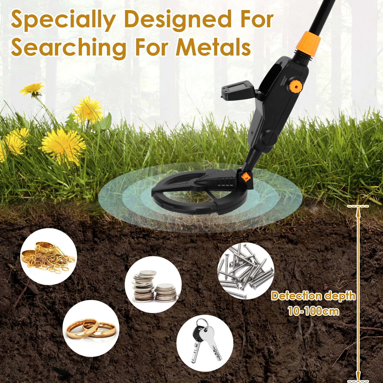 Gold Metal Detector Handheld Professional Metal Detector With LCD Display Waterproof Search Coil Metal Treasure Detector 5