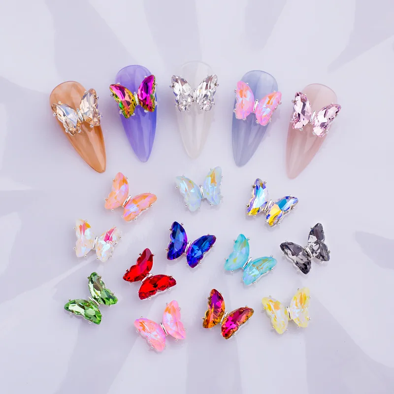 

10pcs Mixed Batch Opal Butterfly/Bee Manicure Swan Heart Pearl Alloy Nails Charm Crystal Diamonds Stone Decoration Accessories