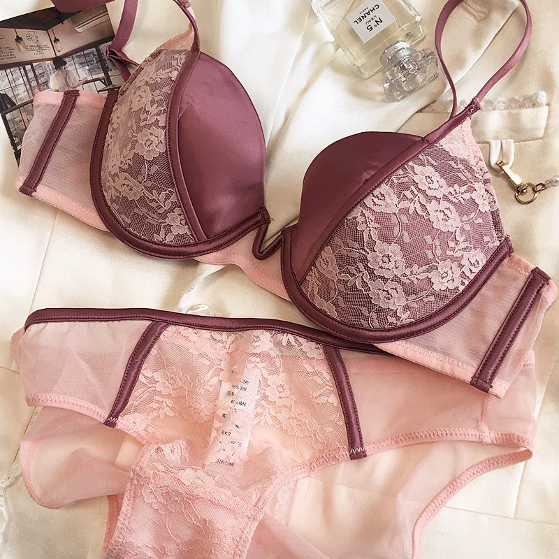 Hot sale Designer Sexy Fashion Bra Set Push Up ABC Cup Lace Bralette Bra  Panty Sets French Romantic Everyday Lingerie embroidery - AliExpress