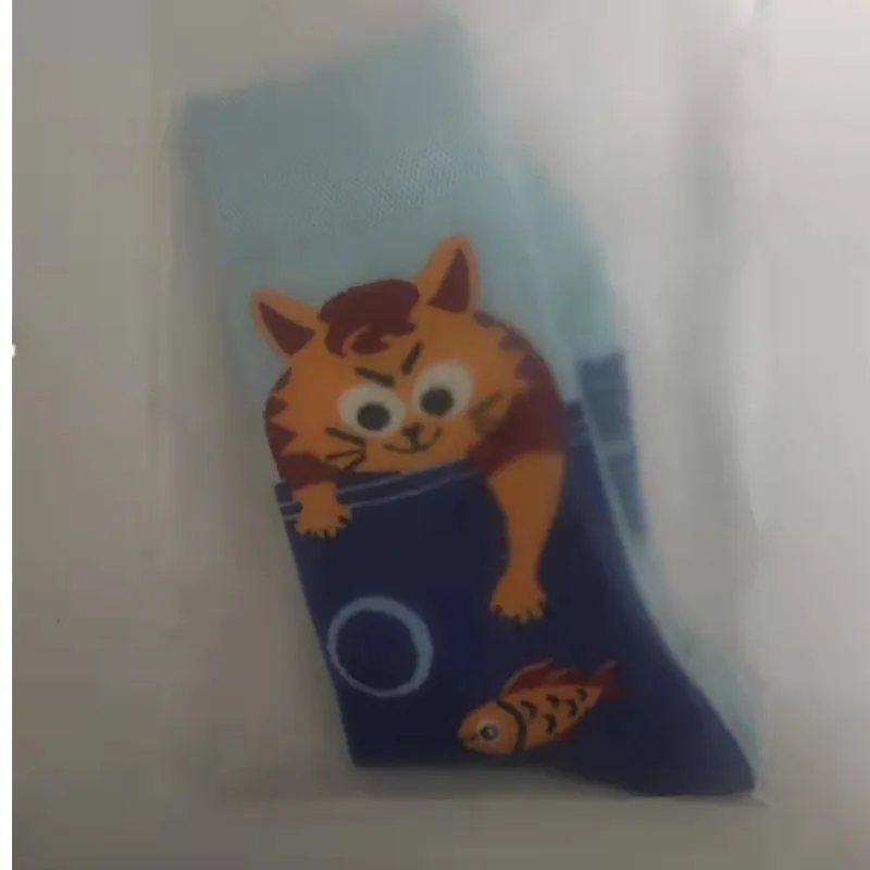 1Pair Man Women Socks Original AB Tide Socks Medium High Tube Colorful Cat Dog Koala Cow Cotton Socks Four Seasons Unisex Socks