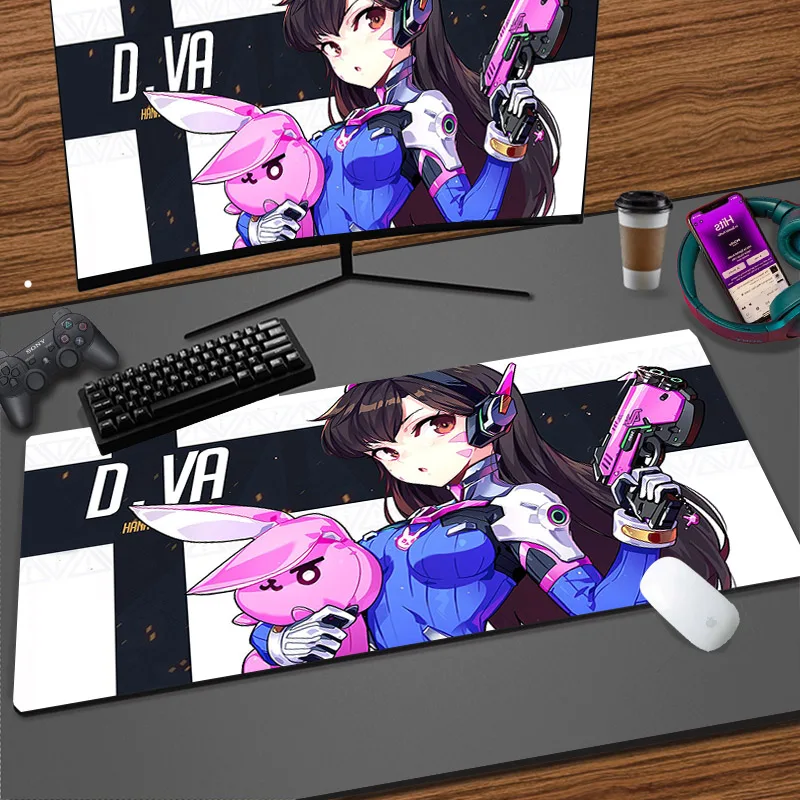 Anime Girl Mousepad PC Game Overwatch Dva Pink Large Mouse Pad Kawaii Laptop Office Soft Deskmat XXL Carpet Anti Slip Mausepad daidai stp006 ultra large size thickened gaming office mouse pad anti slip wear resistant desk pad smooth movement 800 300mm pink