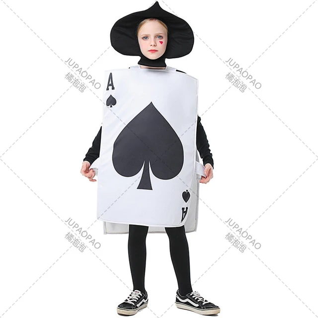 Costume di Halloween festa dei bambini Alice nel paese delle meraviglie  Performance sul palco carta da gioco cuore nero picche A-suit - AliExpress