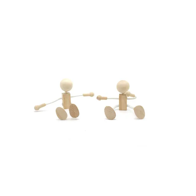 Wooden Peg Dolls Wood Doll Unfinished Figures Robot People Diy Craft Blank Crafts Pieces For Shapable Paint Unpainted Kokeshi 2