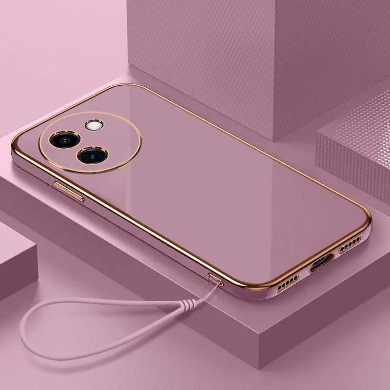 Sleek Square Plating Silicone Protective Phone Case - Soft Rubber Back Cover