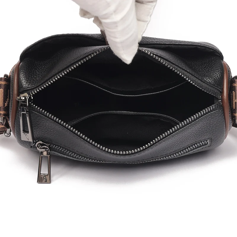 High quality 2023 spring/summer new calf leather bag classic double zipper  bag single shoulder diagonal cross handbag - AliExpress