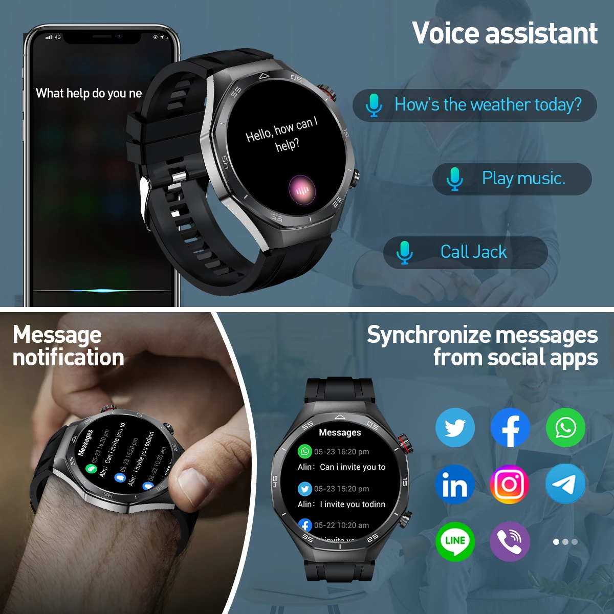 LIGE Business Smart Watch Men Watch 1.52" HD Screen Waterproof Sports Watches Bluetooth Call Health Monitoring Smartwatch 2025