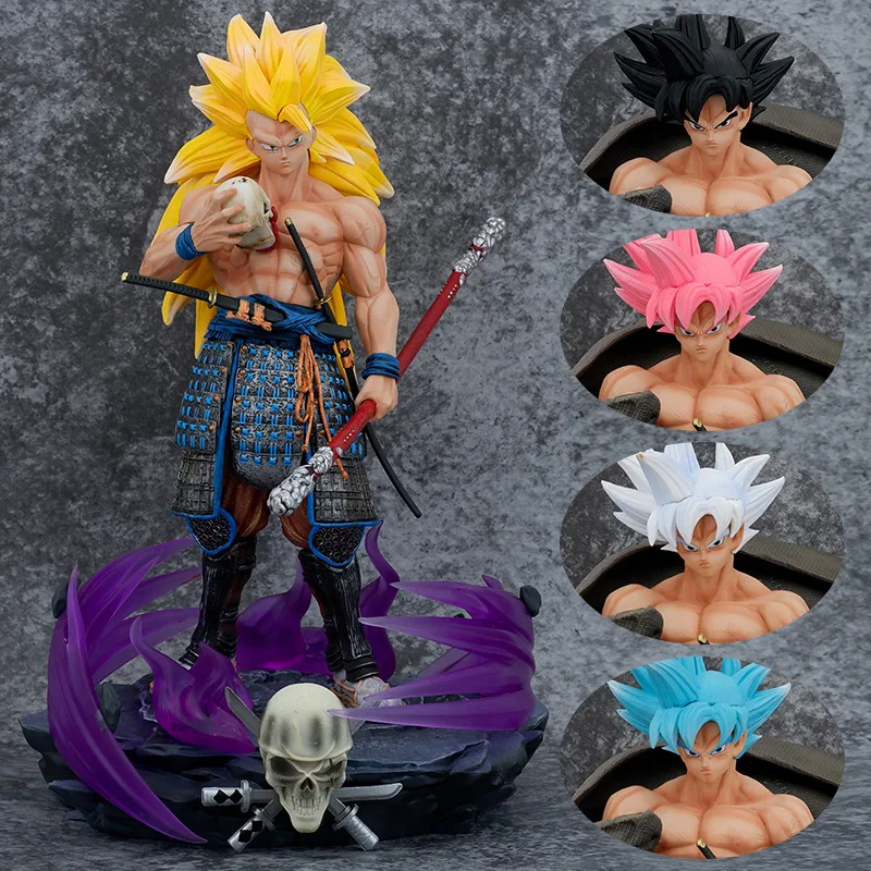

Anime Dragon Ball Son Goku Generals Action Figure Toys 36cm Statue Model Doll Collectible Ornament Gifts With 5 Head Sculpts