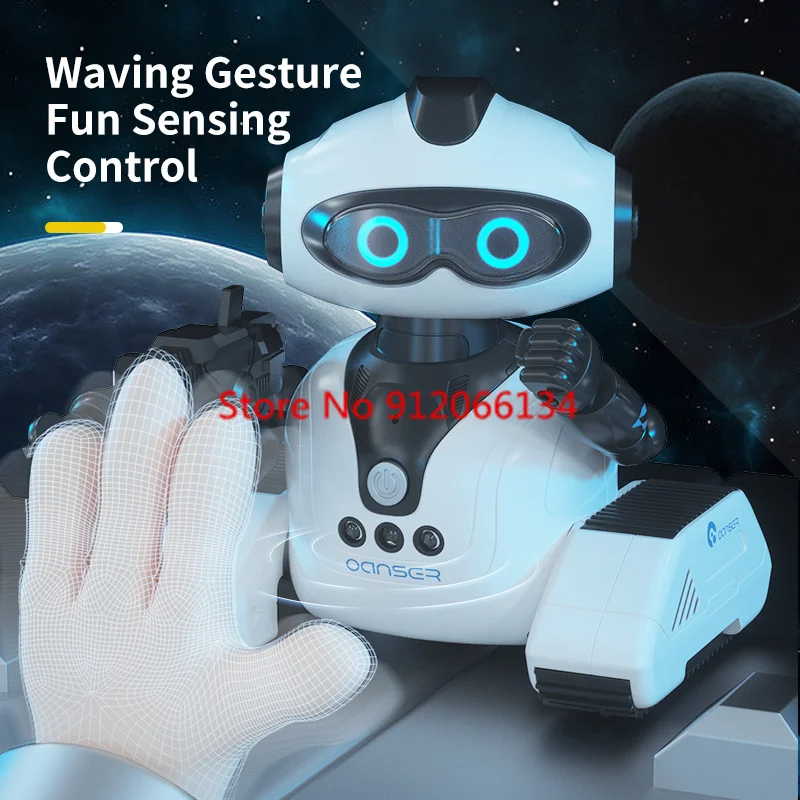 Electric Intelligent Interactive Remote Control Robot Gesture Sensing Dynamic Music Hand DIY Head Rotation Children RC Robot Toy 5