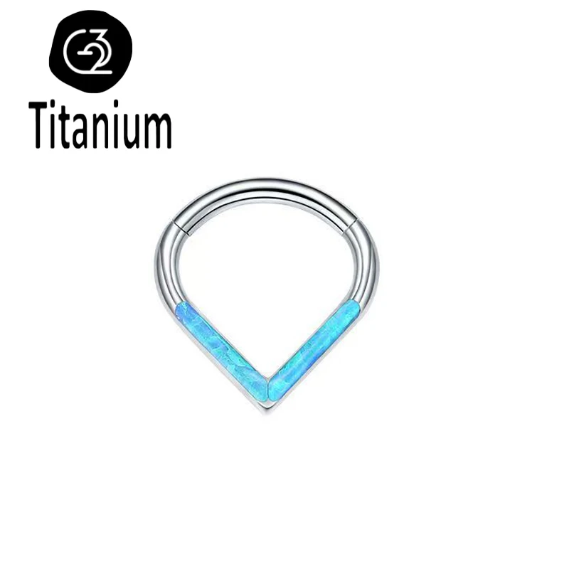ASTM F136 G23 Titan Piercing Opal Septum Hoop Nasenring Clicker Ohrknorpel Tragus Helix Conch Ohr-Körperschmuck Ohrring 16G – Detail 5